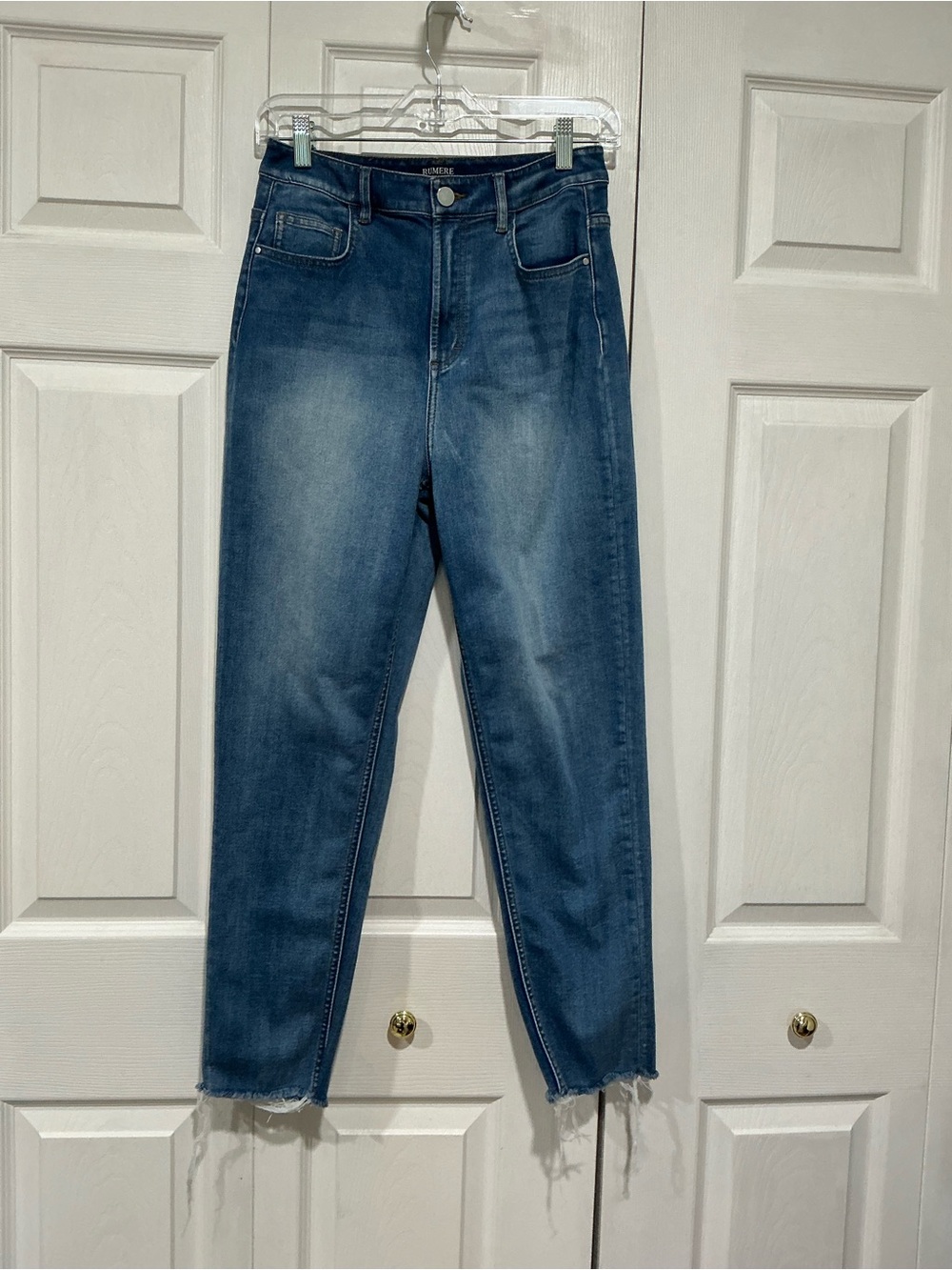 💙 Rumere Women’s Ankle Blue Denim Jeans Raw Hem - Eur 38 = US 8 (01441)